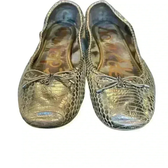 Sam Edelman Womens Felicia Shoes Slip-On Closed Toe Ballet Flat Gold  Size 7.5 - Picture 4 of 6